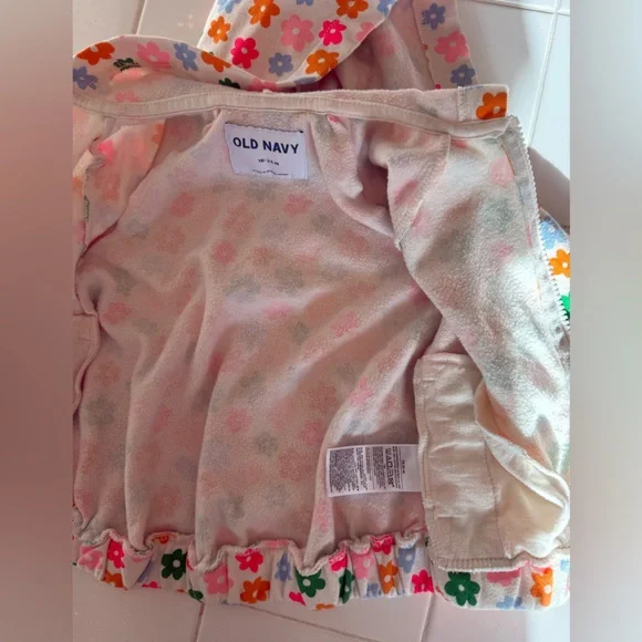 Old Navy Baby Girls Toddler Matching Floral Sweatsuit Set 18-24m Zip Hoodie - Picture 7 of 12
